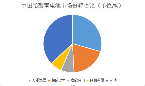 中国铅酸蓄电池市场份额占比